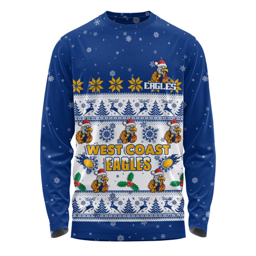 West Coast Eagles Long Sleeve T-shirt Special Ugly Christmas Holiday Footy Fans