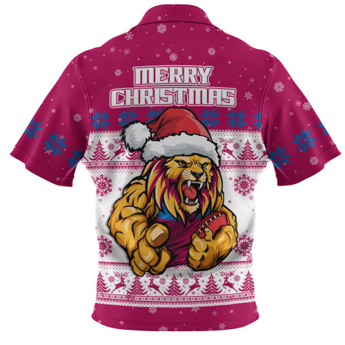 Brisbane Lions Zip Polo Shirt Special Ugly Christmas Holiday Footy Fans