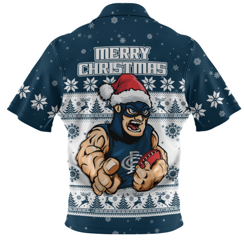 Carlton Zip Polo Shirt Special Ugly Christmas Holiday Footy Fans