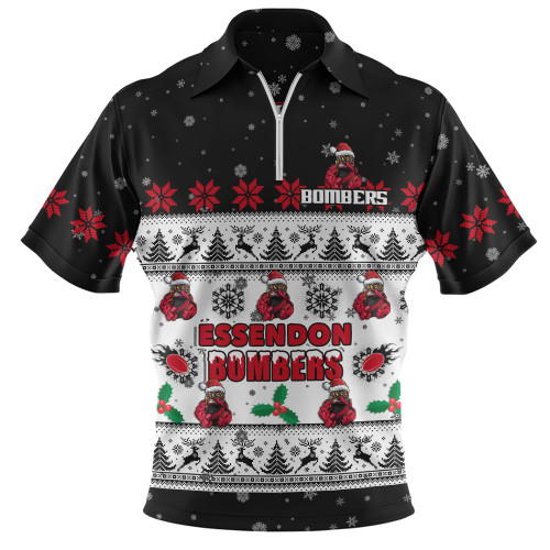 Essendon Zip Polo Shirt Special Ugly Christmas Holiday Footy Fans