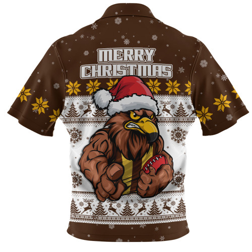Hawthorn Zip Polo Shirt Special Ugly Christmas Holiday Footy Fans