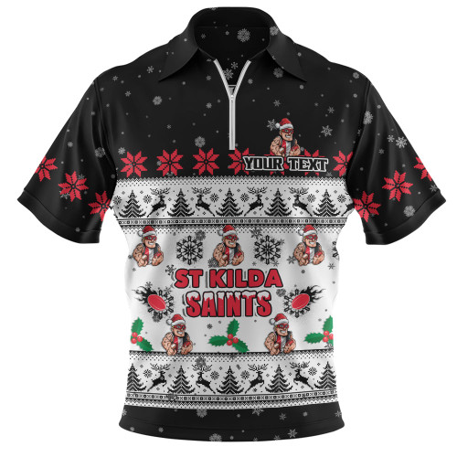 St Kilda Zip Polo Shirt Special Ugly Christmas Holiday Footy Fans
