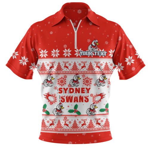 Sydney Swans Zip Polo Shirt Special Ugly Christmas Holiday Footy Fans