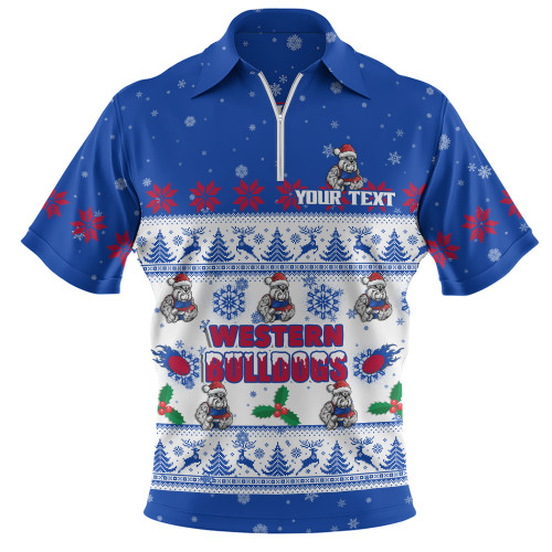 Western Bulldogs Zip Polo Shirt Special Ugly Christmas Holiday Footy Fans