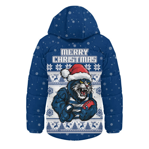 Geelong Cats Hooded Padded Jacket Special Ugly Christmas Holiday Footy Fans