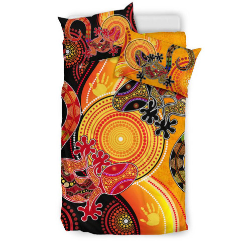 Australia Aboriginal Personalised Bedding Set - Couple Aboriginal Lizards