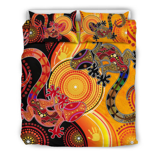 Australia Aboriginal Personalised Bedding Set - Couple Aboriginal Lizards