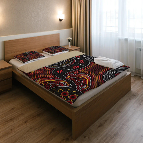 Australia Aboriginal Bedding Set - Aboriginal Dot Art Painting And Kangaroo Australia Aboriginal Bedding Set - Aboriginal Dot Art Painting And Kangaroo
