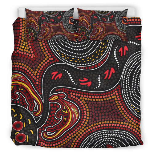 Australia Aboriginal Bedding Set - Aboriginal Dot Art Painting And Kangaroo Australia Aboriginal Bedding Set - Aboriginal Dot Art Painting And Kangaroo