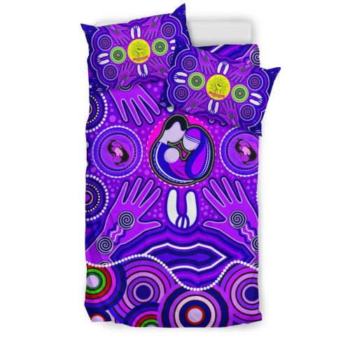 Australia Bedding Set - Aboriginal Family With Dot Painting art
