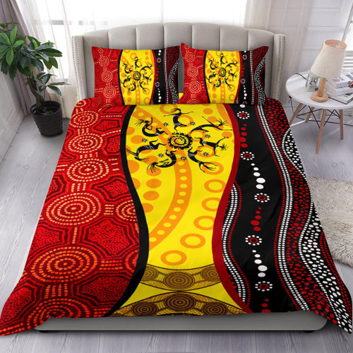 Australia Aboriginal Bedding Set - Dreamtime Koori Dot Acrylic Paint