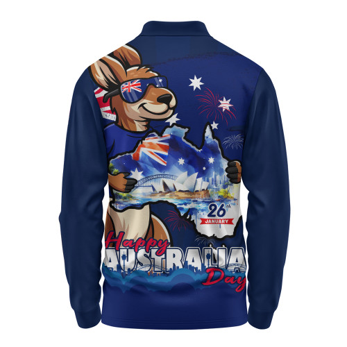 Australia Long Sleeve Polo Shirt Australia Day Holiday Kangaroo Pride Celebration
