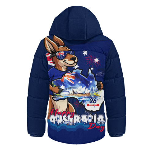 Australia Hooded Padded Jacket Australia Day Holiday Kangaroo Pride Celebration