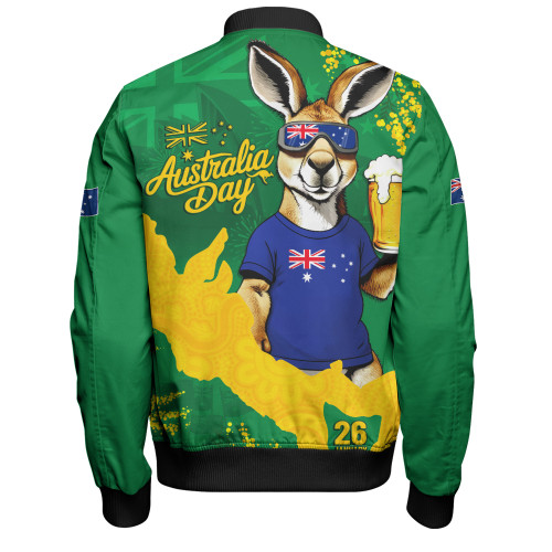 Australia Bomber Jacket Australia Day Kangaroo Cheers Green Gold Celebration Edition