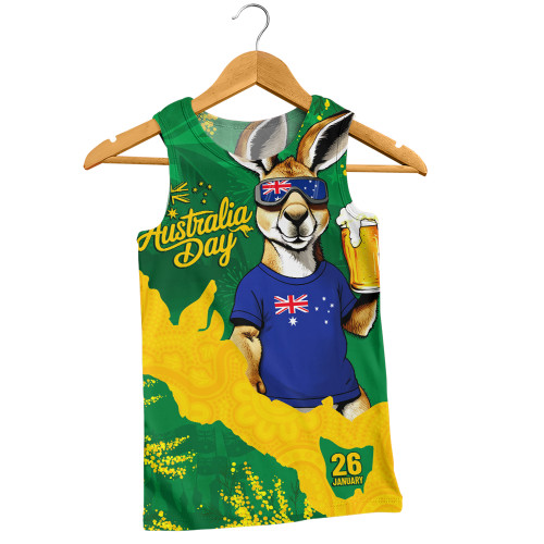 Australia Men Singlet Australia Day Kangaroo Cheers Green Gold Celebration Edition