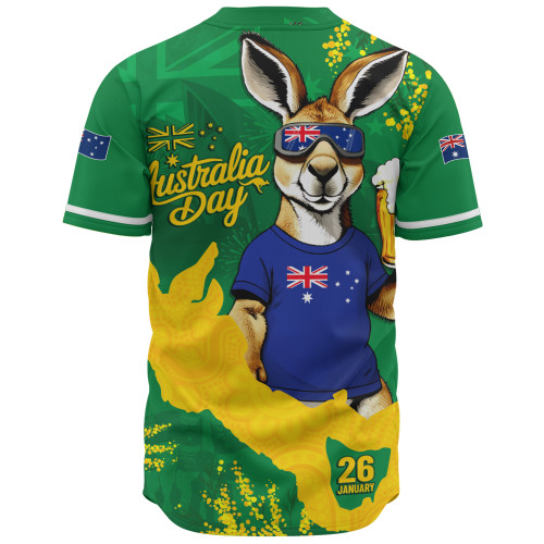 Australia Baseball Shirt Australia Day Kangaroo Cheers Green Gold Celebration Edition