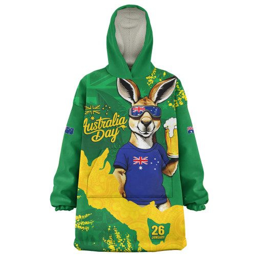 Australia Snug Hoodie Australia Day Kangaroo Cheers Green Gold Celebration Edition