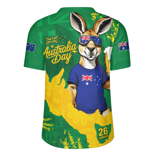 Australia Rugby Jersey Australia Day Kangaroo Cheers Green Gold Celebration Edition