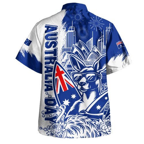 Australia Hawaiian Shirt Australia Day Kangaroo Surfboard Blue Skyline Celebration