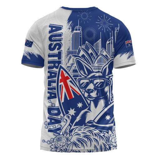 Australia T-Shirt Australia Day Kangaroo Surfboard Blue Skyline Celebration