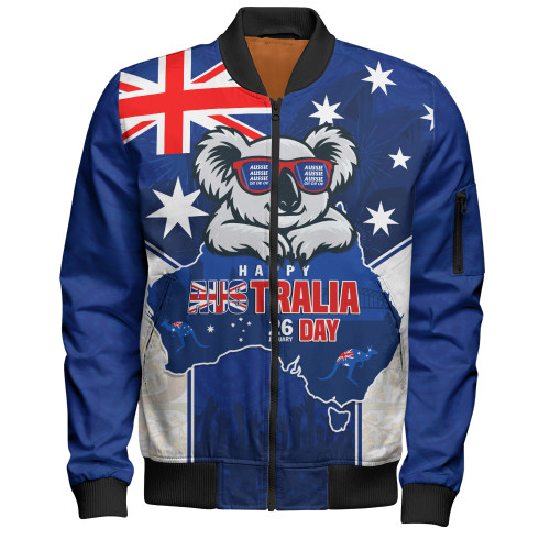 Australia Bomber Jacket Australia Day Koala Spirit Blue Flag Celebration