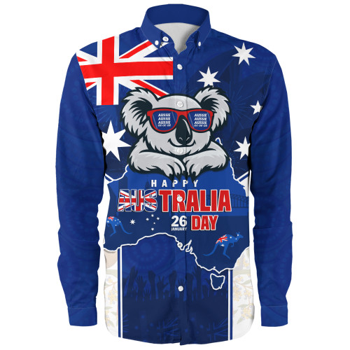 Australia Long Sleeve Shirt Australia Day Koala Spirit Blue Flag Celebration