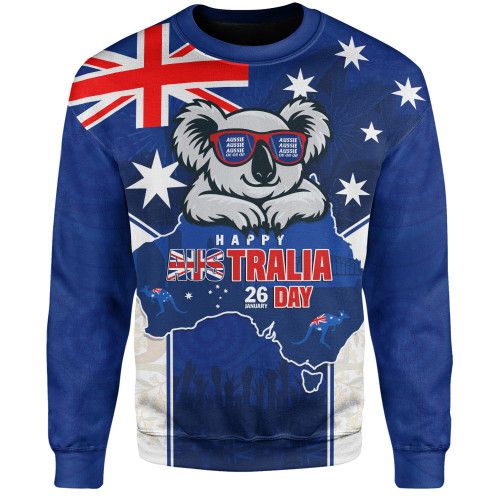 Australia Sweatshirt Australia Day Koala Spirit Blue Flag Celebration