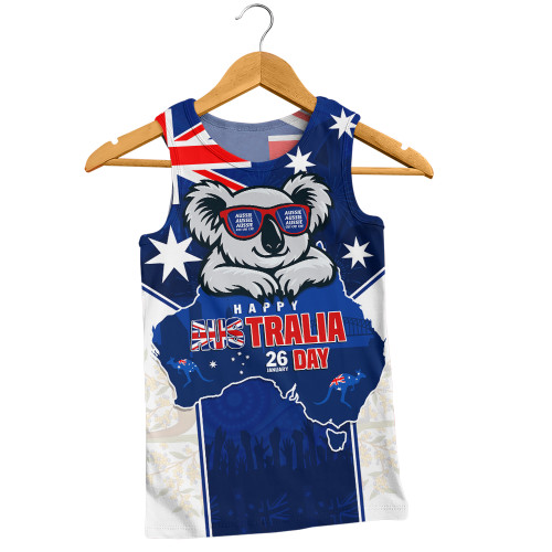 Australia Men Singlet Australia Day Koala Spirit Blue Flag Celebration