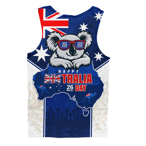 Australia Men Singlet Australia Day Koala Spirit Blue Flag Celebration