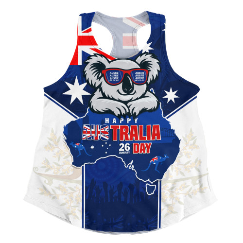 Australia Women Racerback Singlet Australia Day Koala Spirit Blue Flag Celebration