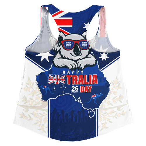 Australia Women Racerback Singlet Australia Day Koala Spirit Blue Flag Celebration