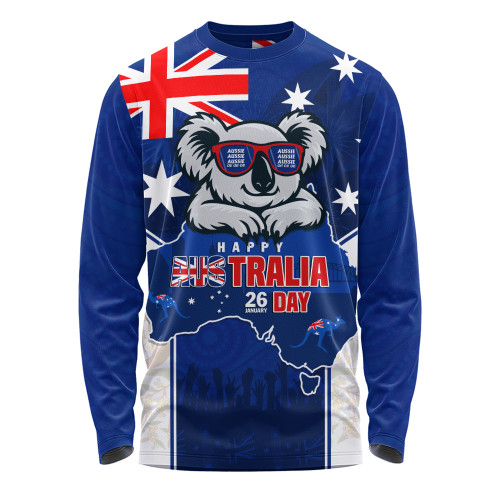 Australia Long Sleeve T-shirt Australia Day Koala Spirit Blue Flag Celebration