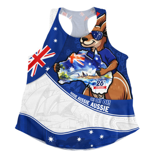 Australia Women Racerback Singlet Australia Day Kangaroo Blue Spirit 26 January Holiday
