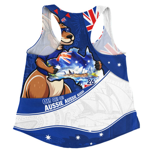 Australia Women Racerback Singlet Australia Day Kangaroo Blue Spirit 26 January Holiday