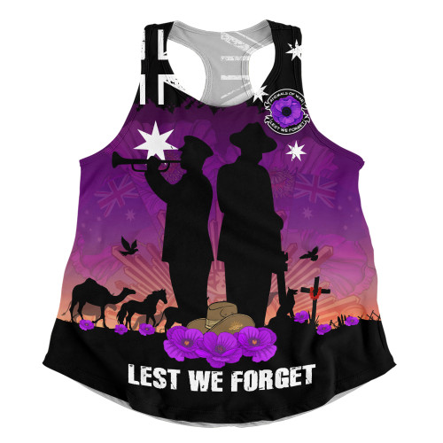 Australia Women Racerback Singlet Anzac Day Remembering Service Animals Sacrifice