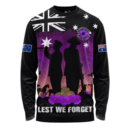 Australia Long Sleeve T-shirt Anzac Day Remembering Service Animals Sacrifice