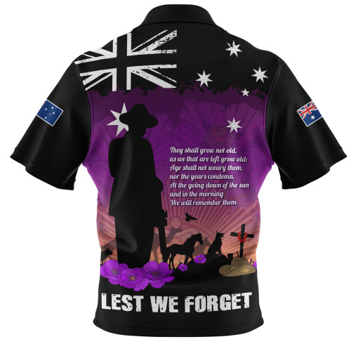 Australia Zip Polo Shirt Anzac Day Remembering Service Animals Sacrifice