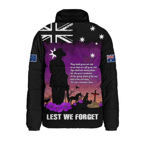 Australia Padded Jacket Anzac Day Remembering Service Animals Sacrifice