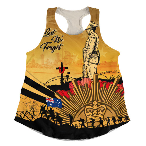 Australia Women Racerback Singlet Anzac Day In Memory Of Brave Servicemen
