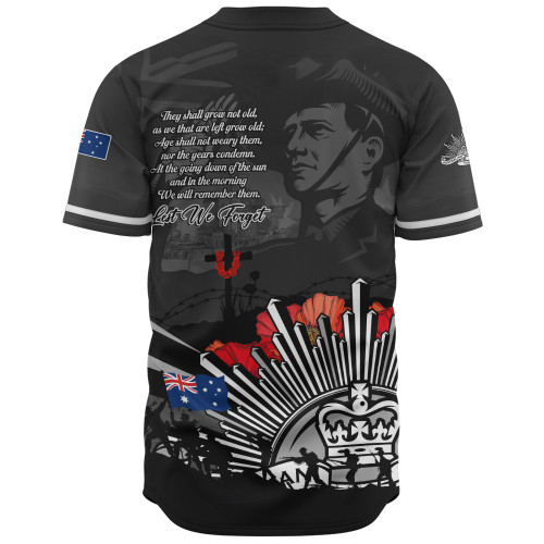 Australia Baseball Shirt Anzac Day In Memory Of Brave Servicemen