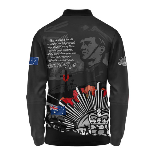 Australia Long Sleeve Polo Shirt Anzac Day In Memory Of Brave Servicemen