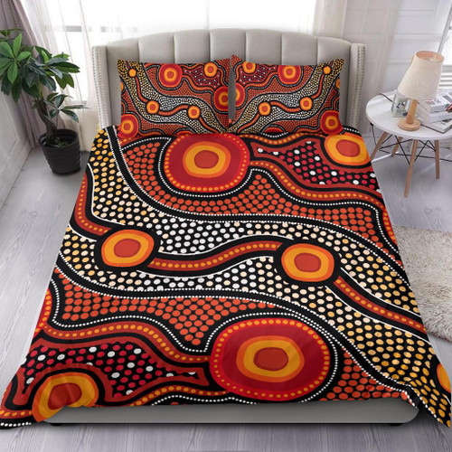 Australia Aboriginal Bedding Set - Landscape Circle Dot Painting Art Australia Aboriginal Bedding Set - Landscape Circle Dot Painting Art