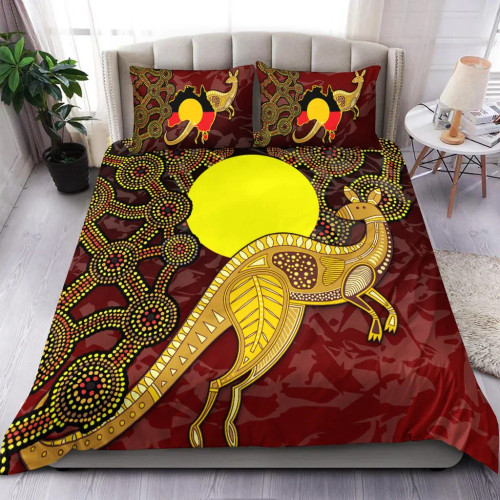 Australia Bedding Set - Australia Aboriginal Flag And Kangaroo Australia Bedding Set - Australia Aboriginal Flag And Kangaroo