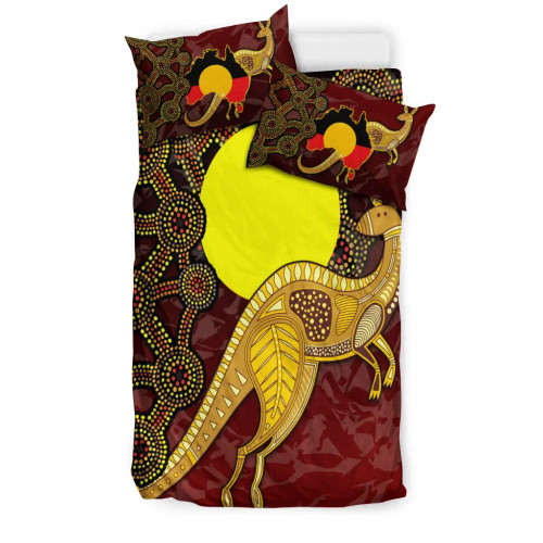Australia Bedding Set - Australia Aboriginal Flag And Kangaroo Australia Bedding Set - Australia Aboriginal Flag And Kangaroo
