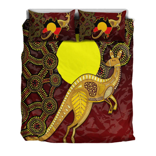Australia Bedding Set - Australia Aboriginal Flag And Kangaroo Australia Bedding Set - Australia Aboriginal Flag And Kangaroo