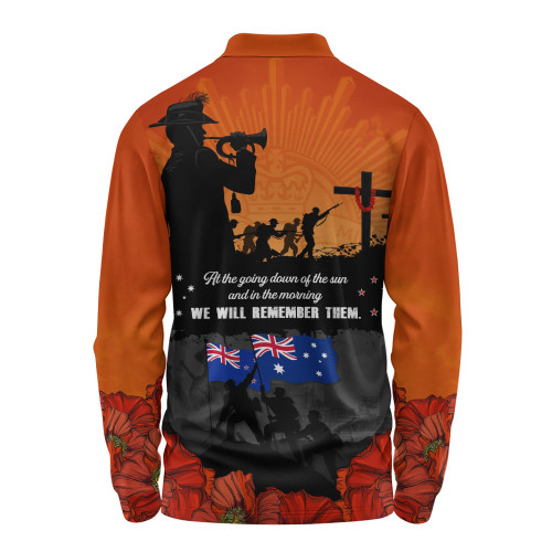 Australia Long Sleeve Polo Shirt Anzac Day Lives Given In Service