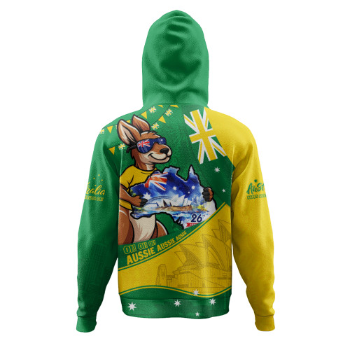 Australia Hoodie Australia Day Kangaroo Green Gold Spirit 26 January Holiday