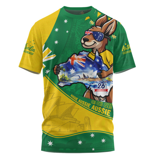 Australia T-Shirt Australia Day Kangaroo Green Gold Spirit 26 January Holiday