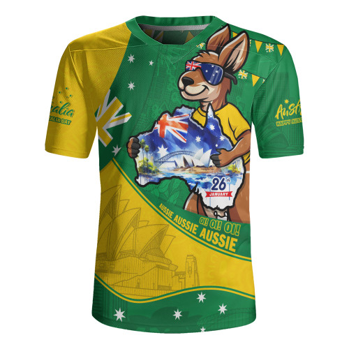 Australia Rugby Jersey Australia Day Kangaroo Green Gold Spirit 26 January Holiday