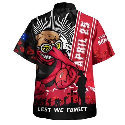 Essendon Hawaiian Shirt Anzac Day Lest We Forget Memorial